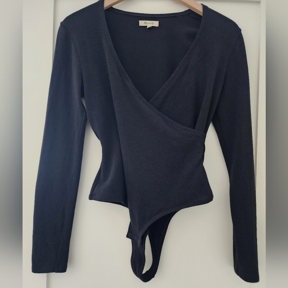 Madewell Wrap Thong Bodysuit Black Size Medium - Picture 1 of 10